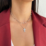 Collana Cross Glassa Silver